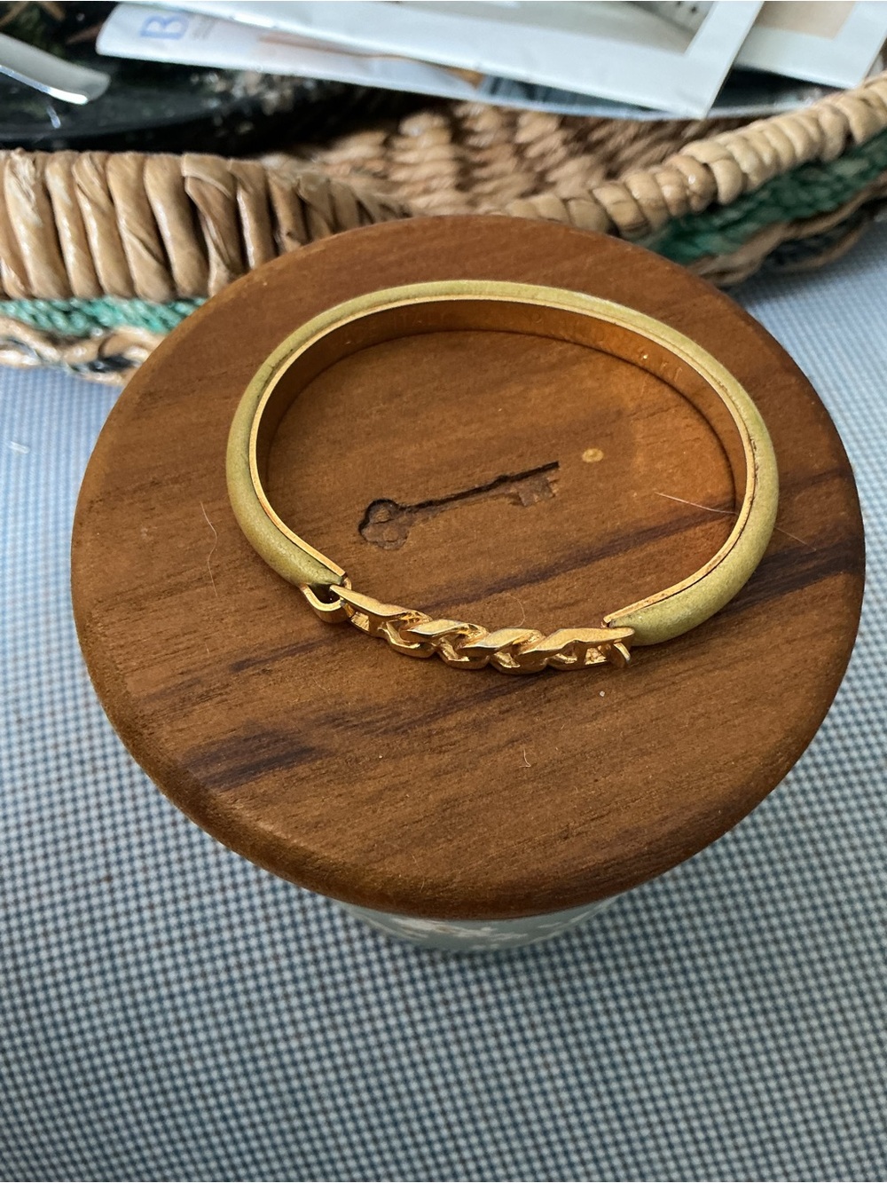 Gold-Tone Chain Accent Cuff Bracelet - Women's Jewelry